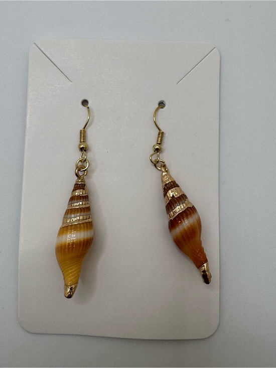 Jewelry - Gold-Tone Brown Shell Drop Earrings - NWT